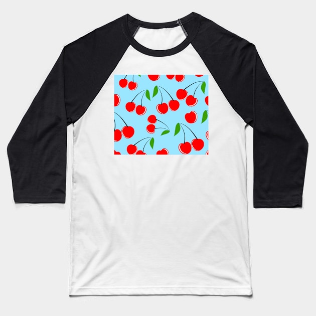 Cherry Print Baseball T-Shirt by timegraf